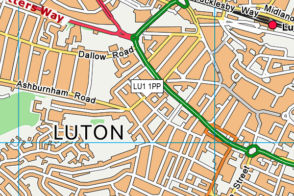 LU1 1PP map - OS VectorMap District (Ordnance Survey)