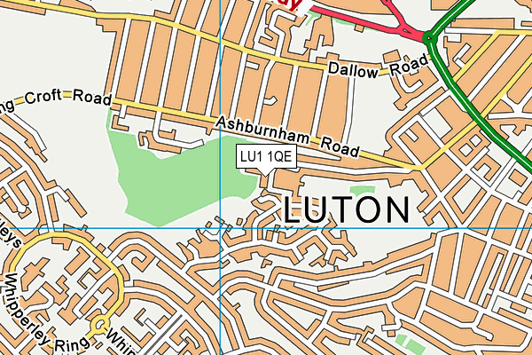 LU1 1QE map - OS VectorMap District (Ordnance Survey)