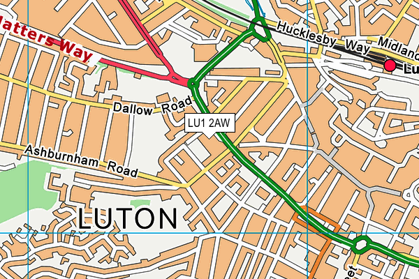 LU1 2AW map - OS VectorMap District (Ordnance Survey)