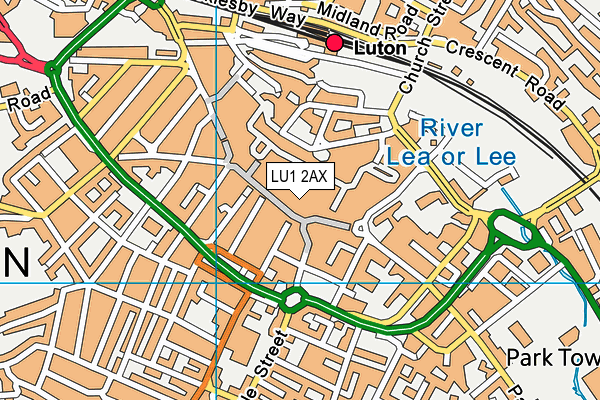 LU1 2AX map - OS VectorMap District (Ordnance Survey)