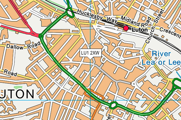 LU1 2XW map - OS VectorMap District (Ordnance Survey)