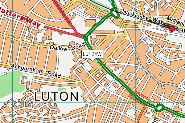 LU1 3YW map - OS VectorMap District (Ordnance Survey)