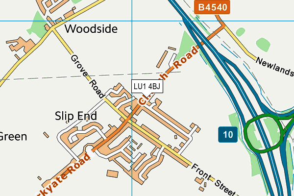 Slip End Playing Fields map (LU1 4BJ) - OS VectorMap District (Ordnance Survey)