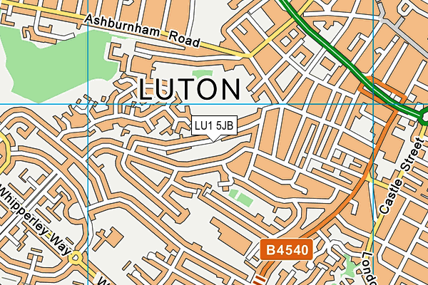 LU1 5JB map - OS VectorMap District (Ordnance Survey)