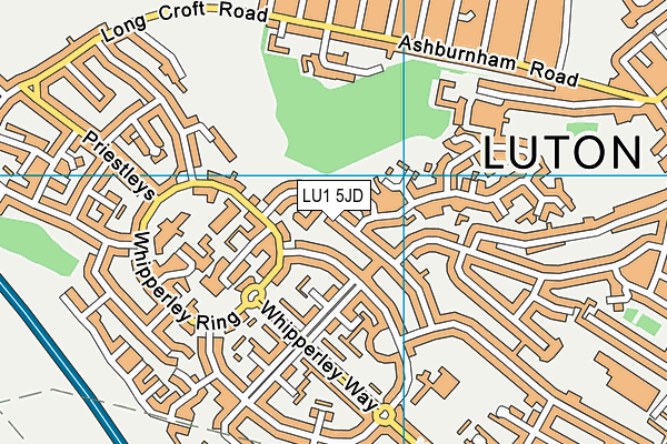 LU1 5JD map - OS VectorMap District (Ordnance Survey)