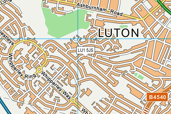 LU1 5JS map - OS VectorMap District (Ordnance Survey)