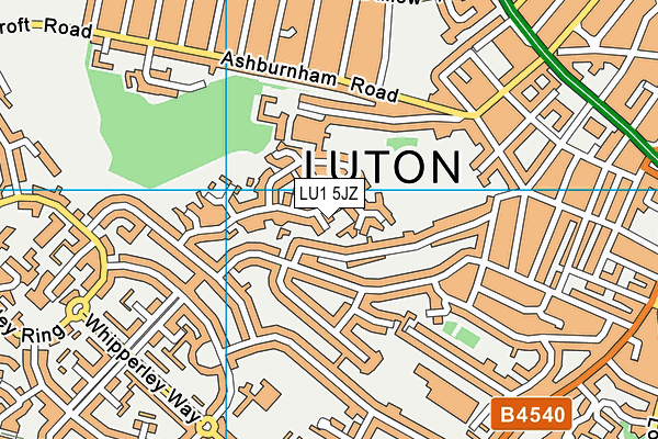 LU1 5JZ map - OS VectorMap District (Ordnance Survey)