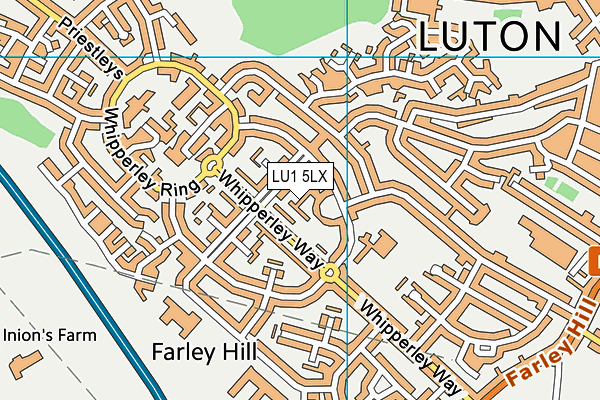 LU1 5LX map - OS VectorMap District (Ordnance Survey)