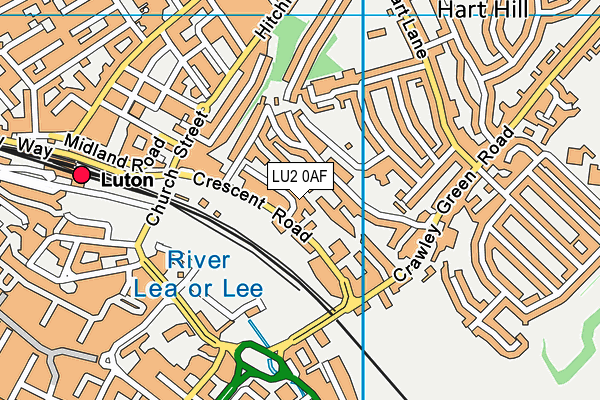 LU2 0AF map - OS VectorMap District (Ordnance Survey)