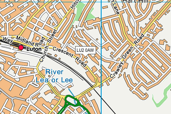 LU2 0AW map - OS VectorMap District (Ordnance Survey)