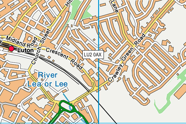 LU2 0AX map - OS VectorMap District (Ordnance Survey)