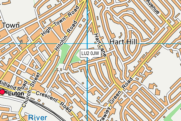 LU2 0JW map - OS VectorMap District (Ordnance Survey)