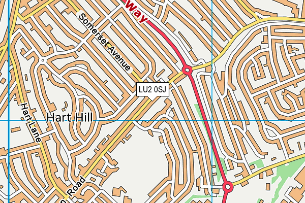 LU2 0SJ map - OS VectorMap District (Ordnance Survey)