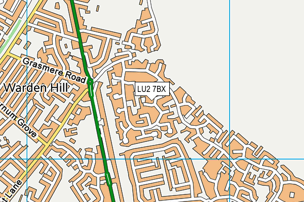 LU2 7BX map - OS VectorMap District (Ordnance Survey)