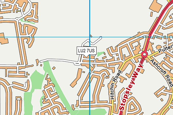 LU2 7US map - OS VectorMap District (Ordnance Survey)