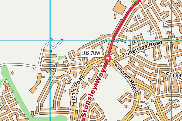 LU2 7UW map - OS VectorMap District (Ordnance Survey)