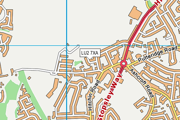 LU2 7XA map - OS VectorMap District (Ordnance Survey)