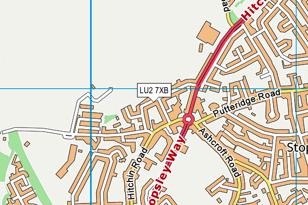 LU2 7XB map - OS VectorMap District (Ordnance Survey)