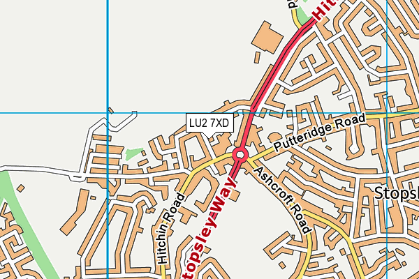 LU2 7XD map - OS VectorMap District (Ordnance Survey)