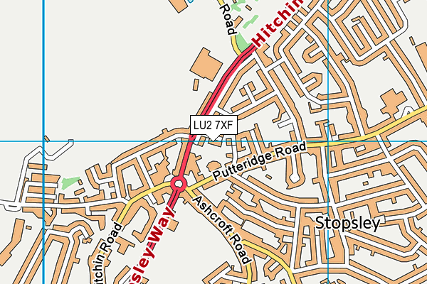 LU2 7XF map - OS VectorMap District (Ordnance Survey)