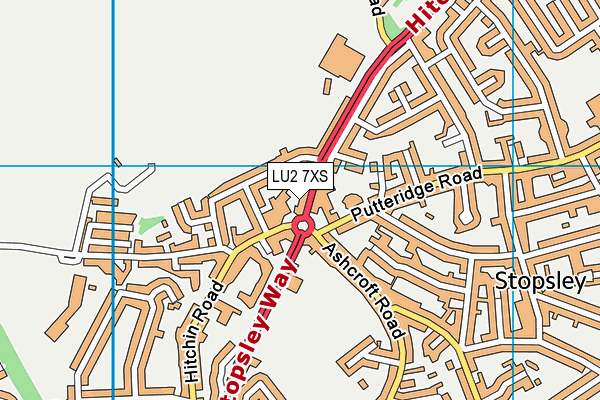 LU2 7XS map - OS VectorMap District (Ordnance Survey)