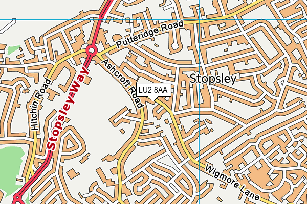 LU2 8AA map - OS VectorMap District (Ordnance Survey)