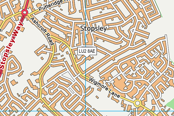 LU2 8AE map - OS VectorMap District (Ordnance Survey)