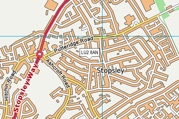 LU2 8AN map - OS VectorMap District (Ordnance Survey)