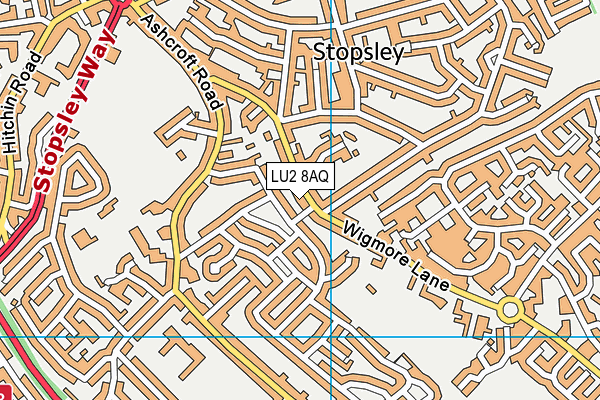 LU2 8AQ map - OS VectorMap District (Ordnance Survey)