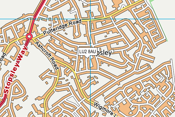 LU2 8AU map - OS VectorMap District (Ordnance Survey)