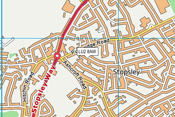 LU2 8AW map - OS VectorMap District (Ordnance Survey)