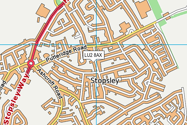 LU2 8AX map - OS VectorMap District (Ordnance Survey)