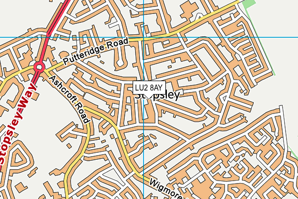 LU2 8AY map - OS VectorMap District (Ordnance Survey)