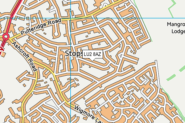 LU2 8AZ map - OS VectorMap District (Ordnance Survey)