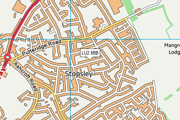 LU2 8BB map - OS VectorMap District (Ordnance Survey)