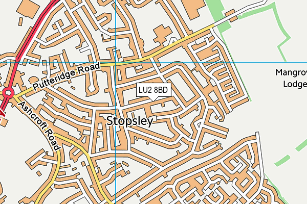 LU2 8BD map - OS VectorMap District (Ordnance Survey)