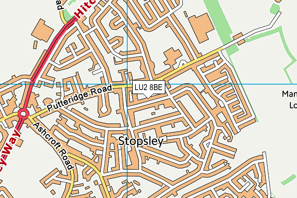 LU2 8BE map - OS VectorMap District (Ordnance Survey)