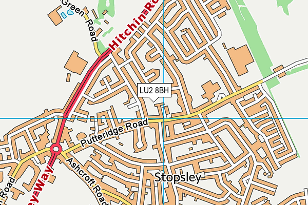 LU2 8BH map - OS VectorMap District (Ordnance Survey)