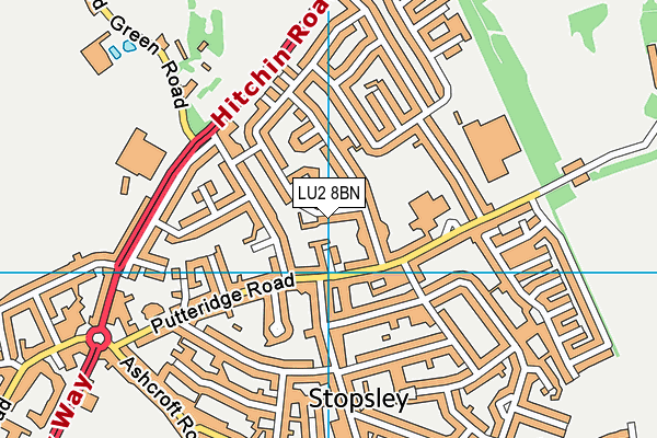 LU2 8BN map - OS VectorMap District (Ordnance Survey)