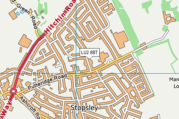 LU2 8BT map - OS VectorMap District (Ordnance Survey)