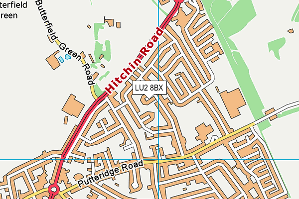 LU2 8BX map - OS VectorMap District (Ordnance Survey)