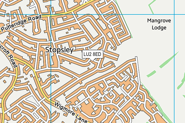 LU2 8ED map - OS VectorMap District (Ordnance Survey)