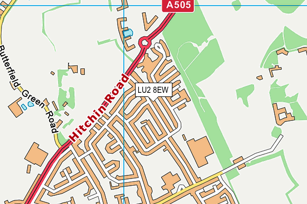 LU2 8EW map - OS VectorMap District (Ordnance Survey)