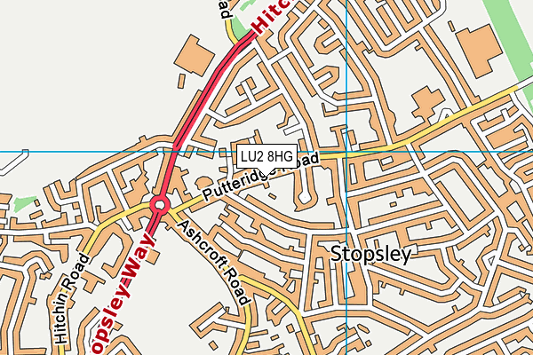 LU2 8HG map - OS VectorMap District (Ordnance Survey)