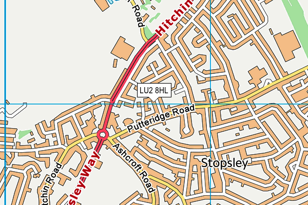 LU2 8HL map - OS VectorMap District (Ordnance Survey)