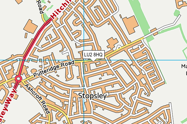 LU2 8HQ map - OS VectorMap District (Ordnance Survey)