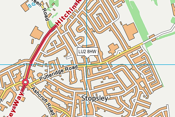 LU2 8HW map - OS VectorMap District (Ordnance Survey)