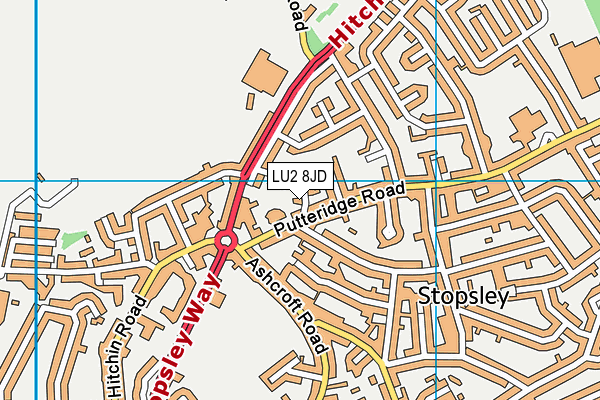 LU2 8JD map - OS VectorMap District (Ordnance Survey)