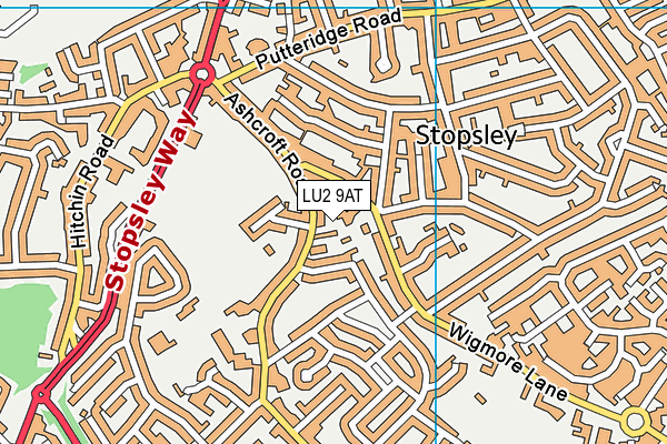 LU2 9AT map - OS VectorMap District (Ordnance Survey)