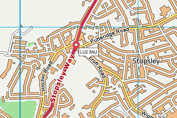 Ashcroft Road Recreation Ground (Closed) map (LU2 9AU) - OS VectorMap District (Ordnance Survey)